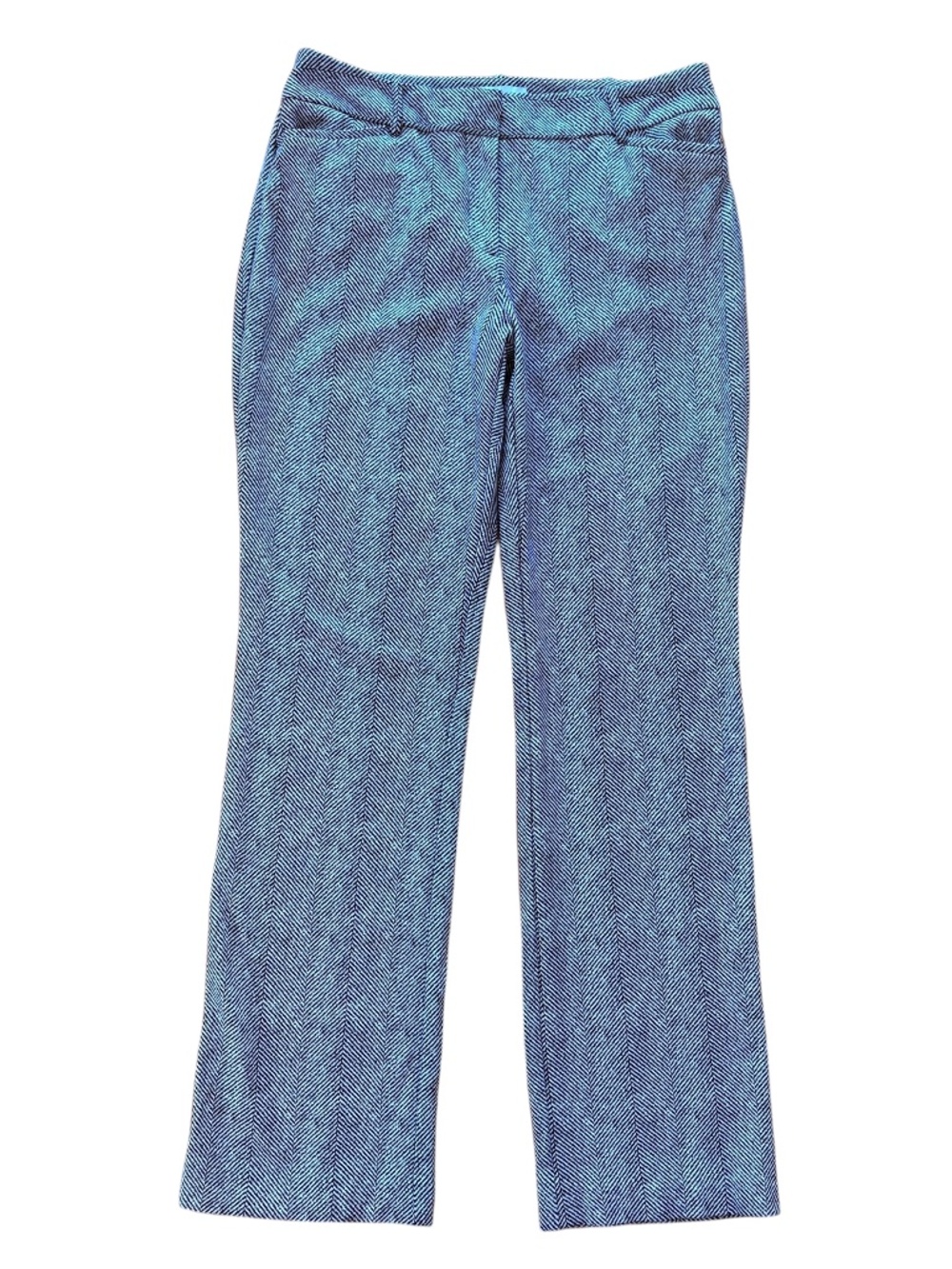 Liz Claiborne Audra Herringbone Stretch Pants Straight Leg Gray